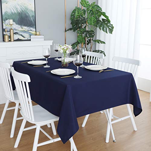 FOLINS&HOME Navy Blue Square Tablecloth 70 x 70 Wrinkle Free Waterproof Polyester Table Cloths, Spillproof Heavy Duty and Washable Table Cover for Party, Banquet, Indoor and Outdoor - Rectangle/Oblong