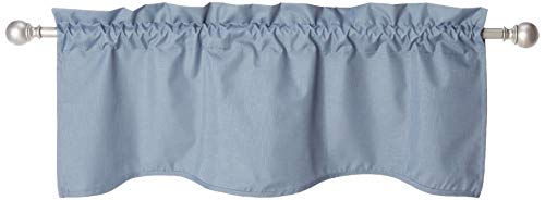"ECLIPSE Kendall Modern Scalloped Valance Rod Pocket Window Curtain for Kitchen or Bathroom, 42"" x 18"", Slate"