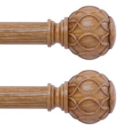 Farmhouse Curtain Rod - Adjustable Heavy Duty Rustic Rod For Windows 36-88", Antique White With Textured Finials