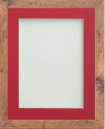 Frame Company Allington Rustic Photo Frame with Red Mount, 10x8 for 6x4 inch, fitted with perspex