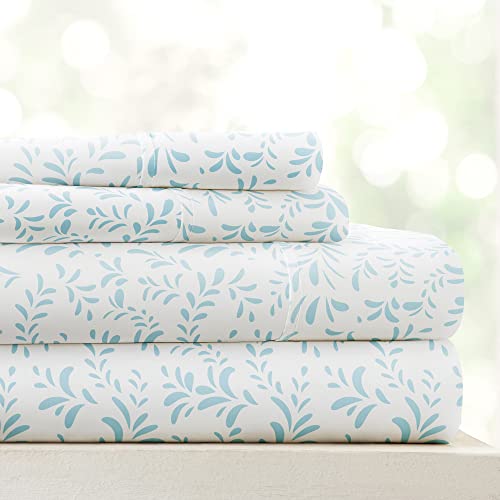 "Linen Market 3 Piece Twin Bedding Sheet Set (Light Blue Vines) - Sleep Better Than Ever with These Ultra-Soft & Cooling Bed Sheets for Your Twin Size Bed - Deep Pocket Fits 16"" Mattress"