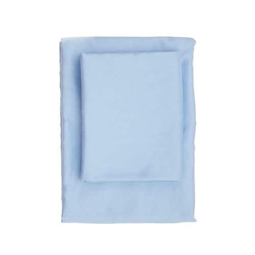 Luxurious Satin King Fitted Sheet, 100% Cotton, 160 x 200 + 30 cm, 210 Thread Count, Machine Washable at 30°C, Elegant Blue Colour for Ultimate Comfort
