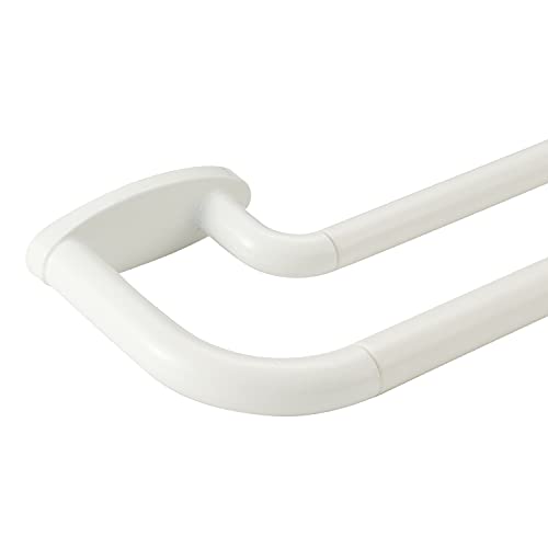 Double Curtain Rods White,Room Darkening Drapery Rod for 28-48 Inches,Adjustable 3/4 Inches Front and 5/8 Inches Back Quality Metal Rod for Window,Wrap Around Design