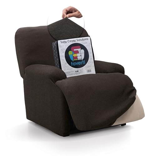FAVERTI?? Armchair Cover Relax Feet Together 70-90 cm - Brown - Reale - Jacquard Soft Touch ??? Elastic 1 Piece for Recliner ??? Total Width 70-90 cm ??? Made in Spain