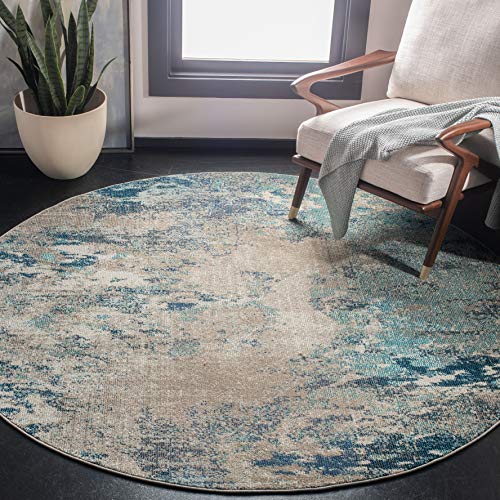 Safavieh Boho Rug for Living Room, Dining Room, Bedroom - Madison Collection, Short Pile, in Blue and Grey, 160 x 160 cm
