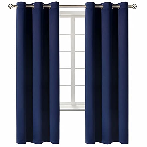 BGment Blackout Curtains for Living Room - Grommet Thermal Insulated Room Darkening Curtains for Bedroom, Set of 2 Panels (42 x 72 Inch, Navy Blue)