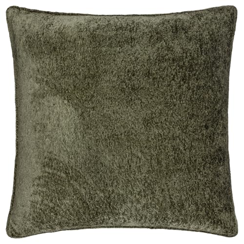 Paoletti Lustre Velvet Feather Filled Cushion – Crushed Velvet Luxury Textured Piped Edge Decorative Pillow (Malachite Green – 50x50cm)