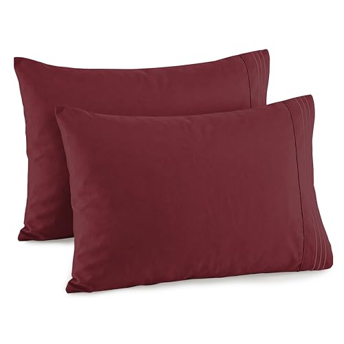 Elegant Comfort Bedding Pillowcases, Wrinkle and Fade Resistant, Microfiber, Burgundy, Standard