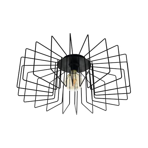 Eglo Ceiling lamp Tremedal, 1 Flame Ceiling Light Made of Steel, Living Room lamp in Black, Kitchen lamp, Hallway lamp Ceiling with E27 Socket