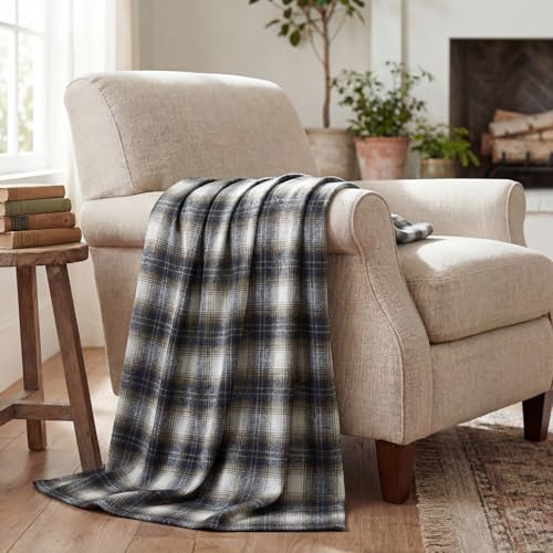 Horaldaily Dark Blue Brown Plaid Decorative Throw Blanket 50x60 - Rustic Farmhouse Soft Lightweight Non-shedding Plaid Throw Blanket for Couch Sofa Bed Decoration, Ideal Gift for Kids Adults