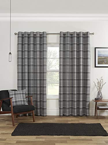 Sundour Carnoustie Blackout Eyelet Ring Top Curtains Grey 66x54