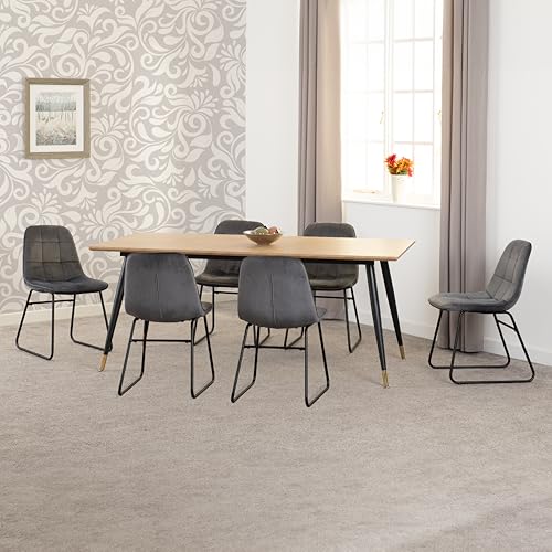 Seconique Hamilton Large Dining Set with Lukas Chairs in Medium Oak/Grey