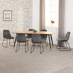 Seconique Hamilton Large Dining Set with Lukas Chairs in Medium Oak/Grey