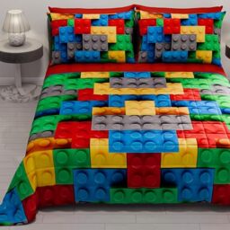 PETTI Artigiani Italiani - Summer Single Bedspread 170 x 260 cm 100 g/m² Double Face, Spring Single Bed Quilt, Lightweight Quilt, Bricks, 100% Made in Italy