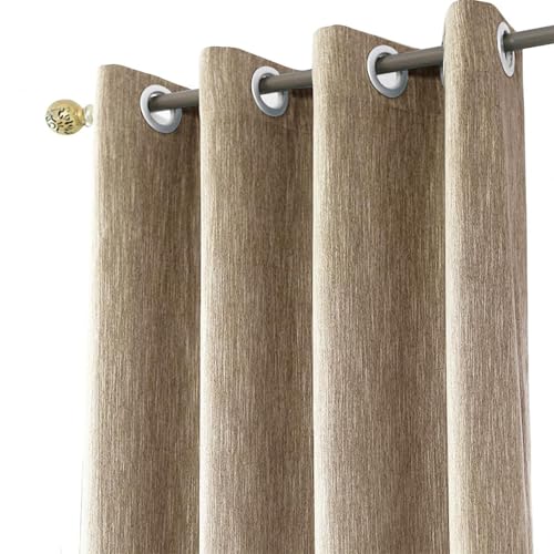 Melodieux Single Curtain for Bedroom - Solid Casual Cotton Blend Draps, Semi Blackout, Soundproof Privacy Protection, Lightweith Thermal Insulated Window Curtains for Winter (Coffee, 55 x 96 Inch)