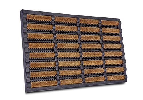 Hanse Home Brushes Coconut and Rubber Doormat 45 x 75 cm - Non-Slip Dirt Trapper Mat for Indoor and Outdoor Use, Doormat with Coconut Brushes Door Mat Weatherproof Dirt Trapper Outdoor - Black Natural