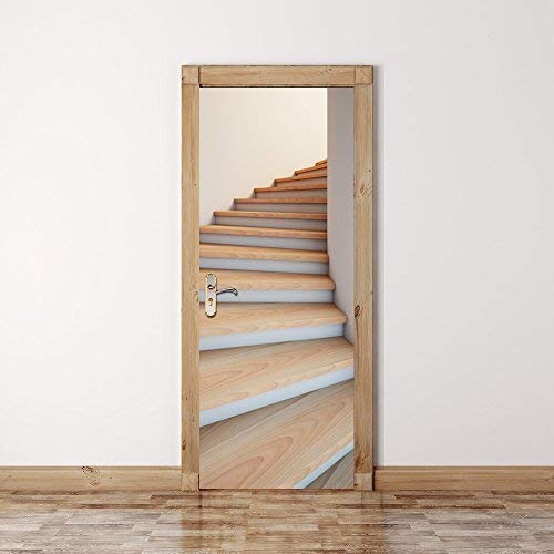 Wallflexi Door Stairwell Home Decoration Wall Art Murals Decals Living Room Nursery Restaurant Hotel Café Office Décor Removable Self-Adhesive Stickers, Vinyl, Multicolour, 200 x 88 x 0.03 cm