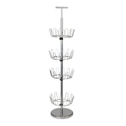 Household Essentials - 4 Tier Swivel Tree, Sturdy Steel with Stabilized Base, Holds 24 Pairs of Shoes, Ideal for Most Styles, Chrome Plated Finish