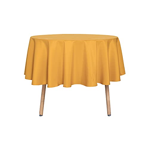 sancua Round Tablecloth 48 Inch Fits 20-36 Inch Tables, Gold - Water Resistant, Spill Proof, Washable Polyester Cloth Cover, For Dining Tables, Buffet Parties and Camping