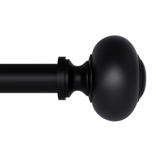 "QITERI Curtain Rod 72""-144"" for windows 1 Pack with Translucent Round Finials, 1"" Diameter Rod Decorative Translucent Round Finials Adjustable Telescoping Sliver Drapery Rod of Window Treatment"