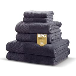 Rapport Home Eden Weave 6-Piece Towel Bale – Luxurious 100% Cotton Set - 500GSM Soft Absorbent Towels, Quick-Dry Comfort & Elegant Bathroom Style - Bale Steel Grey