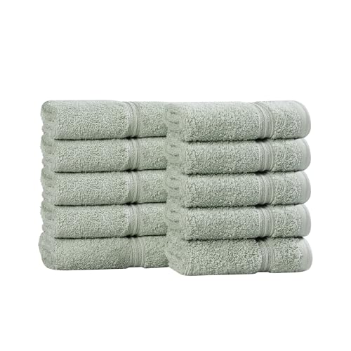 Superior Egyptian Cotton 10-Piece Face Towel Set, Small Towels For Facial, Spa, Quick Dry, Absorbent Towels, Bathroom Accessories, Guest Bath, Home Essentials, Washcloth, Airbnb, Sage