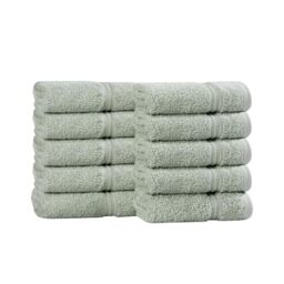 Superior Egyptian Cotton 10-Piece Face Towel Set, Small Towels For Facial, Spa, Quick Dry, Absorbent Towels, Bathroom Accessories, Guest Bath, Home Essentials, Washcloth, Airbnb, Sage