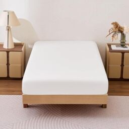 Sonvie Bamboo Single Fitted Sheets 2 Pack, Deep Pocket 35cm, Bedding White