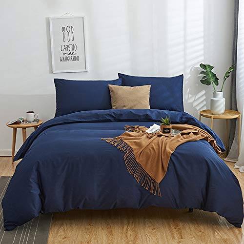 CLOTHKNOW Dark Blue Queen Comforter Set Navy Blue Bedding Comforter Sets - Dark Blue Bedding Sets, Soft, All Season, Blue Comforter Queen with 2 x Pillow Cases