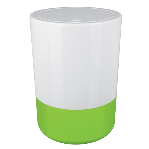 Spirella Design Cosmetic Bin Moji Bathroom Pedal Bin Swing lid waste bin with swing lid 5 liter with silicone bottom white/green