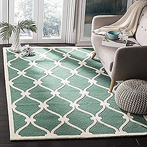 Safavieh Modern Indoor Hand Tufted Rectangle Area Rug, Cambridge Collection, CAM710, in Teal / Ivory, 122 X 183 cm for Living Room, Bedroom or Any Indoor Space