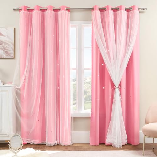 XiDi Curtains for Bedroom Decor Pink34/63/1