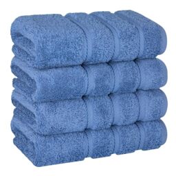 American Soft Linen Luxury Towels for Bathroom 100% Cotton Turkish 4 Piece Towel Set 600gsm Towels for Kitchen Electric Blue