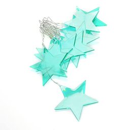 Konstsmide Christmas Lights LED Decorative Light Set with 10 Warm White LEDs/Indoor Use (IP20)/10 Green Acrylic Stars/Transparent Cable String Lights