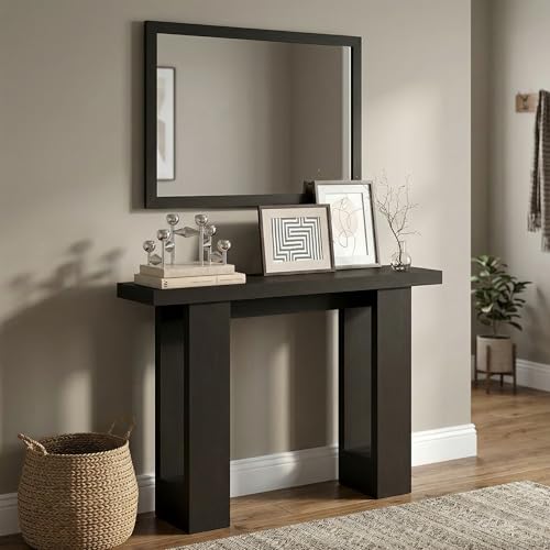 Furinno ARA Entryway Table 119.4cm, Narrow Console Table, Sofa Table with 2 Bottom Shelf, Couch Table Behind Sofa, Farmhouse Entryway Table for Entrance, Hallway, Living Room, Black Dark Oak
