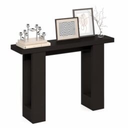 Furinno ARA Entryway Table 119.4cm, Narrow Console Table, Sofa Table with 2 Bottom Shelf, Couch Table Behind Sofa, Farmhouse Entryway Table for Entrance, Hallway, Living Room, Black Dark Oak