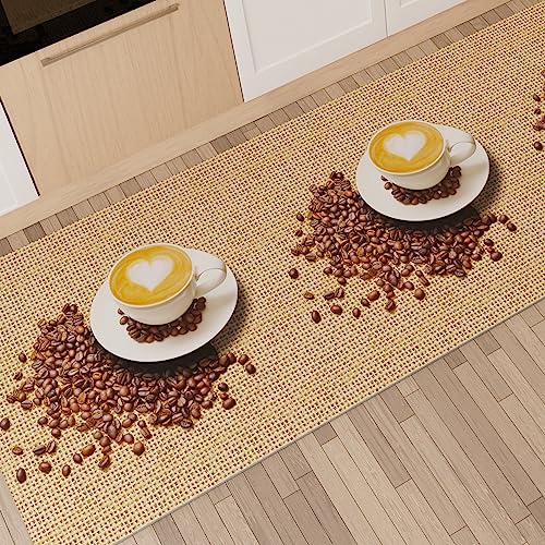 Kitchen Rug - Non-Slip Printed Rug In Light Coffee, 52X100 Cm
