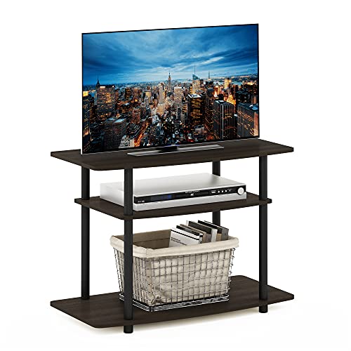 Furinno TURN-N-TUBE TV Stand, 3-Tier No Tools Entertainment Center, TV Console for TV up to 32 Inch, for Living Room, Bedroom, Dark Brown