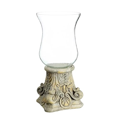 Candle Holder 19.5 x 19.5 x 42 cm Cream Cement Glass