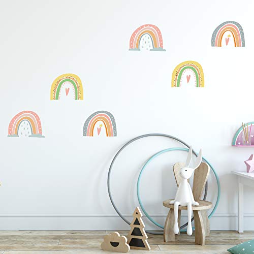 WALPLUS Scandinavian Wiggle Rainbow Wall Stickers for Kids Nursery, Playroom, Bedroom Decor - Peel & Stick, Easy to Apply & Remove