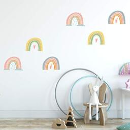 WALPLUS Scandinavian Wiggle Rainbow Wall Stickers for Kids Nursery, Playroom, Bedroom Decor - Peel & Stick, Easy to Apply & Remove