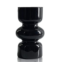 BLOFLO Black Glass Hydroponic Vase, 7Inches Glass Vase for Flower, Modern Geometric Three-Layer Floral Vases for Home Office, Wedding Table Decoration(Black)