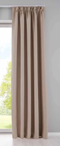 Gardinenbox Newyork Opaque Curtain Concealed Loops Sand H x W 225 x 140 cm Pack of 1 Thermal Blackout Curtain Soundproofing Ruffle Tape Tieback 202020610
