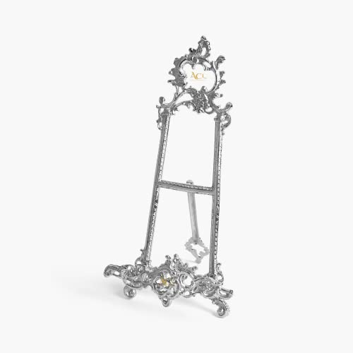 Assorted Collections Easel Display Stands for Art Deco, Paintings, Pictures, Decorative Plates, Wedding Signs, Menu Stand, Home Decor Silver Picture Stand (Silver, 12 Inch)