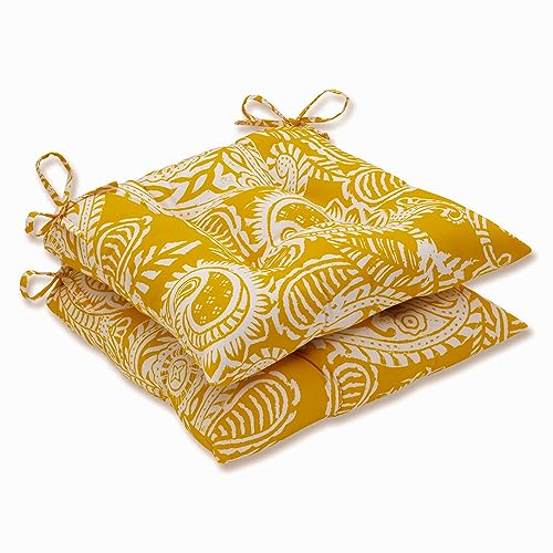 Pillow Perfect Addie Egg Yolk Wrought Iron Seat Cushion (Set of 2, Yellow