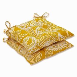 Pillow Perfect Addie Egg Yolk Wrought Iron Seat Cushion (Set of 2, Yellow