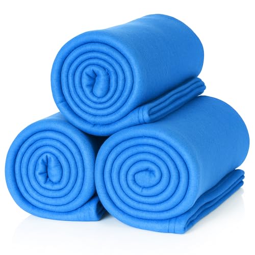 ALCLEAR 3 pieces Oeko Tex certified fleece blankets, color: jeans blue, great size 130x160 cm, over 200 g/m2, sofa blanket couch blanket living blanket, picnic blanket sofa throw blanket