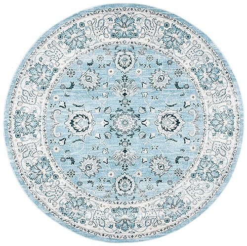 SAFAVIEH Traditional Rug for Living Room, Dining Room, Bedroom - Isabella Collection, Short Pile, in Light Blue and Cream, 160 X 160 cm