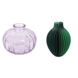 Talking Tables Lilac Glass Bud Vase for flowers, s & Talking Tables Grüne Wabenpapier-Vase mit Glasfläs Table Decor Bundle