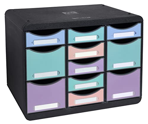 Exacompta - Ref. 3132796D - STORE-BOX multi - 1 unit with 7 thin drawers and 4 high drawers - External dimensions: Depth 27 x width 35.5 x Height 27.1 cm - Landscape format - Matching watercolour